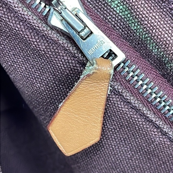 Hermes Paris Fourre Tout Burgundy Canvas Small Tote Bag Designer - Picture 14 of 17